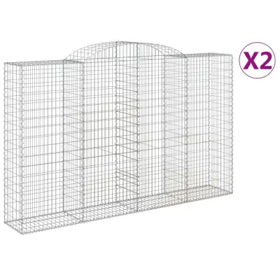 vidaXL Obokana gabionska košara 2 kosa 300x50x180/200cm cinkano železo