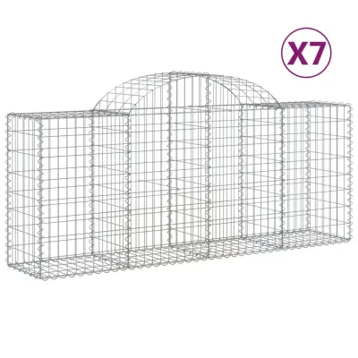 vidaXL Obokane gabion košare 7 kosov 200x50x80/100 cm cinkano železo
