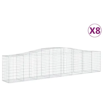 vidaXL Obokane gabion košare 8 kosov 400x50x80/100 cm cinkano železo