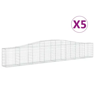 vidaXL Obokana gabionska košara 5 kosov 400x30x60/80cm cinkano železo