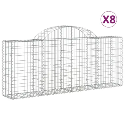 vidaXL Obokane gabion košare 8 kosov 200x30x80/100 cm cinkano železo