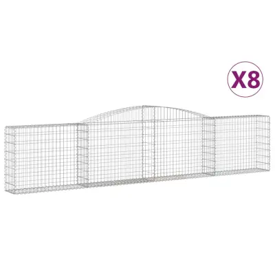 vidaXL Obokane gabion košare 8 kosov 400x30x80/100 cm cinkano železo