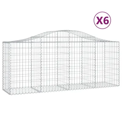 vidaXL Obokane gabion košare 6 kosov 200x50x80/100 cm pocinkano železo