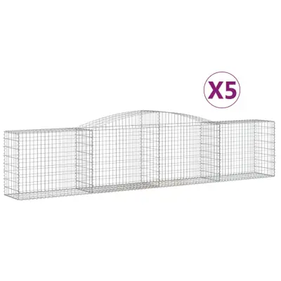 vidaXL Obokane gabion košare 5 kosov 400x50x80/100 cm cinkano železo