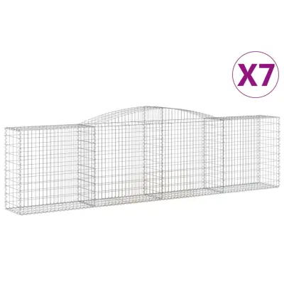 vidaXL Obokane gabion košare 7 kosi 400x50x100/120cm pocinkano železo