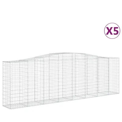 vidaXL Obokane gabion košare 5 kosov 400x50x120/140cm pocinkano železo