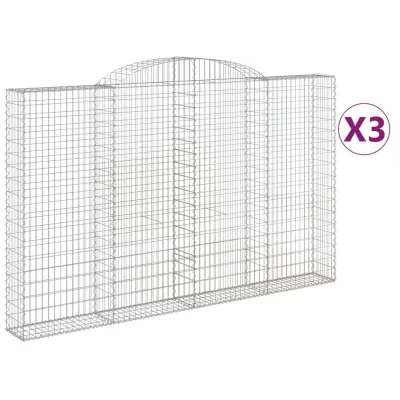 vidaXL Obokana gabionska košara 3 kosi 300x30x180/200cm cinkano železo