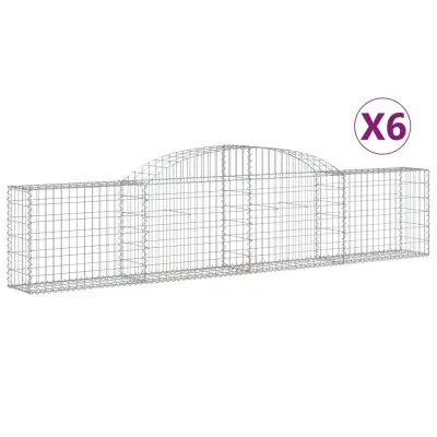 vidaXL Obokana gabionska košara 6 kosov 300x30x60/80 cm cinkano železo