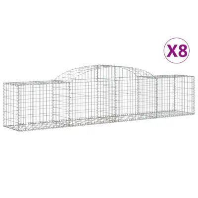 vidaXL Obokana gabionska košara 8 kosa 300x50x60/80cm pocinkano železo