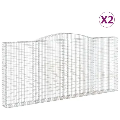 vidaXL Obokane gabion košare 2 kosa 400x30x180/200 cm pocinkano železo