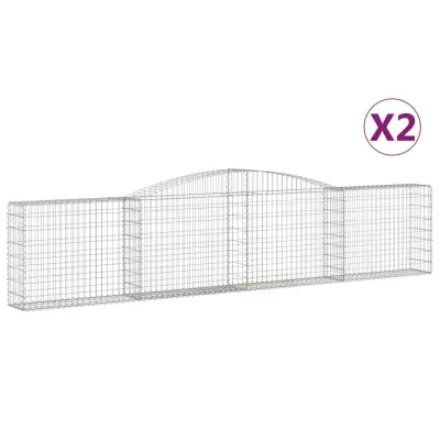 vidaXL Obokane gabion košare 2 kosa 400x30x80/100 cm pocinkano železo