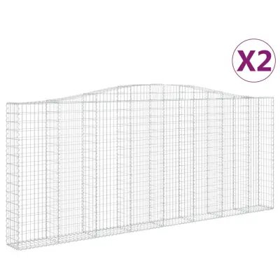 vidaXL Obokane gabion košare 2 kosa 400x30x160/180 cm pocinkano železo
