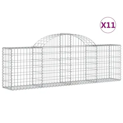 vidaXL Obokana gabionska košara 11 kosov 200x30x60/80cm cinkano železo