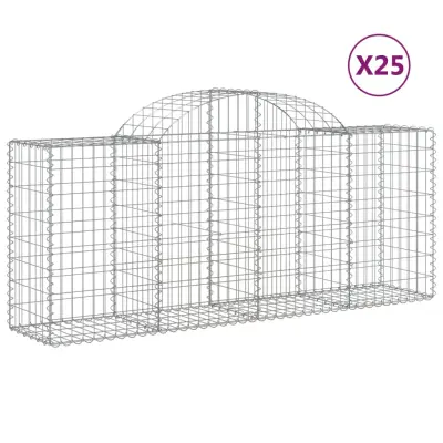 vidaXL Obokane gabion košare 25 kosov 200x50x80/100 cm cinkano železo