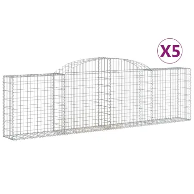 vidaXL Obokane gabion košare 5 kosov 300x30x80/100 cm cinkano železo