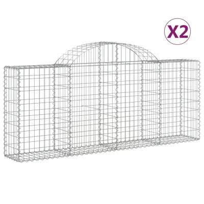 vidaXL Obokane gabion košare 2 kosa 200x30x80/100 cm pocinkano železo