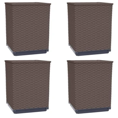 vidaXL Visok lonec 4 kosi rjave barve 30x30x37 cm polipropilen