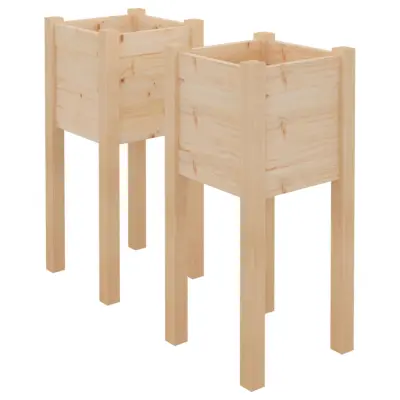 vidaXL Vrtno cvetlično korito 2 kosa 31x31x70 cm trdna borovina
