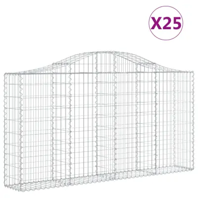 vidaXL Obokane gabion košare 25kosov 200x30x100/120cm pocinkano železo