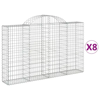 vidaXL Obokane gabion košare 8 kosov 200x30x120/140cm pocinkano železo