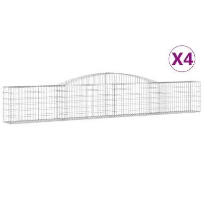 vidaXL Obokana gabionska košara 4 kosi 400x30x60/80cm pocinkano železo