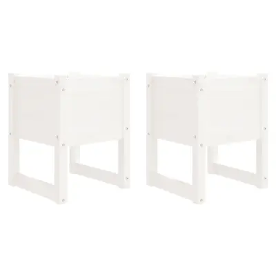 vidaXL Visoka greda 2 kosa bela 40x40x52,5 cm trdna borovina