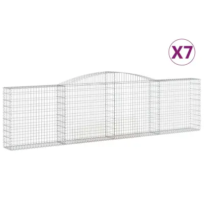 vidaXL Obokane gabion košare 7 kosi 400x30x100/120 cm pocinkano železo