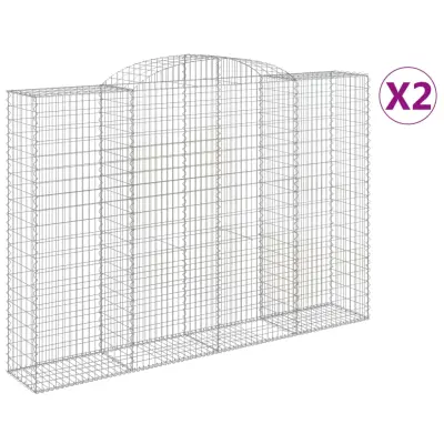 vidaXL Obokane gabion košare 2 kosa 300x50x200/220 cm pocinkano železo