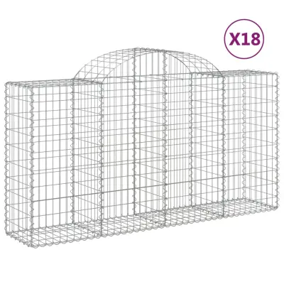 vidaXL Obokana gabionska košara 18 kos 200x50x100/120cm cinkano železo