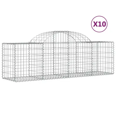 vidaXL Obokana gabionska košara 10 kosov 200x50x60/80cm cinkano železo