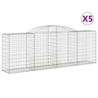 vidaXL Obokana gabionska košara 5kos 300x50x100/120cm pocinkano železo