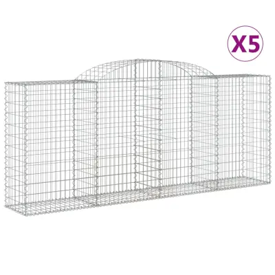 vidaXL Obokane gabion košare 5 kosa 300x50x120/140 cm pocinkano železo
