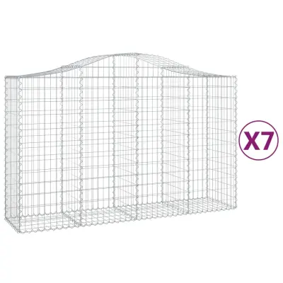vidaXL Obokane gabion košare 7 kosov 200x50x120/140cm pocinkano železo