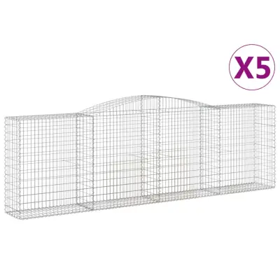 vidaXL Obokane gabion košare 5 kosov 400x50x120/140cm pocinkano železo