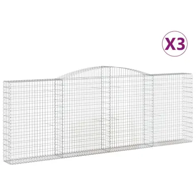 vidaXL Obokane gabion košare 3 kosi 400x30x140/160 cm pocinkano železo