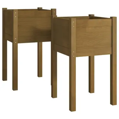 vidaXL Vrtno cvetlično korito 2 kosa medeno rjavo 40x40x70 cm borovina