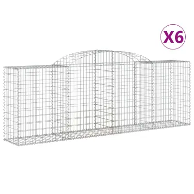 vidaXL Obokana gabionska košara 6kos 300x50x100/120cm pocinkano železo