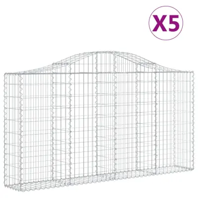 vidaXL Obokane gabion košare 5 kosov 200x30x100/120cm pocinkano železo