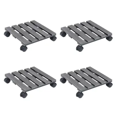 vidaXL Voziček za rastline 4 kosi sive barve 30x30x7,5 cm WPC