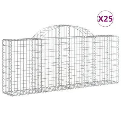 vidaXL Obokane gabion košare 25 kosov 200x30x80/100 cm cinkano železo