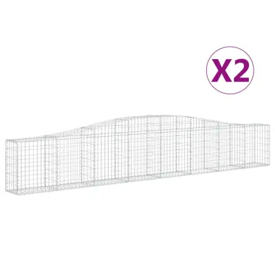 vidaXL Obokana gabionska košara 2 kosa 400x30x60/80cm pocinkano železo
