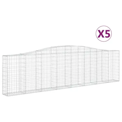 vidaXL Obokane gabion košare 5 kosov 400x30x100/120cm pocinkano železo