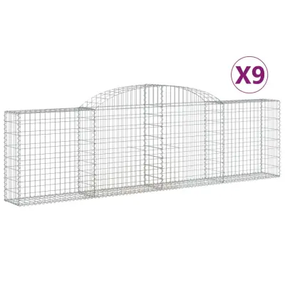 vidaXL Obokane gabion košare 9 kosa 300x30x80/100 cm pocinkano železo