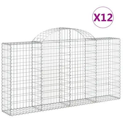vidaXL Obokane gabion košare 12kosov 200x30x100/120cm pocinkano železo