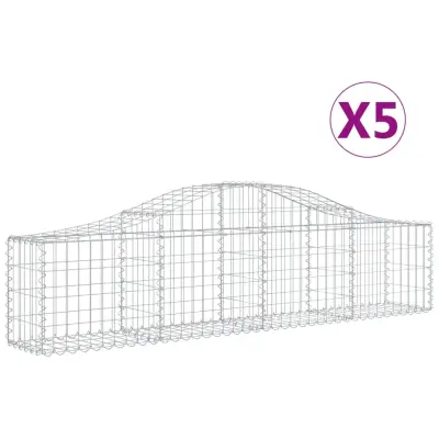 vidaXL Obokane gabion košare 5 kosov 200x30x40/60 cm pocinkano železo