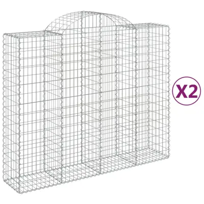 vidaXL Obokane gabion košare 2 kosa 200x50x160/180 cm pocinkano železo