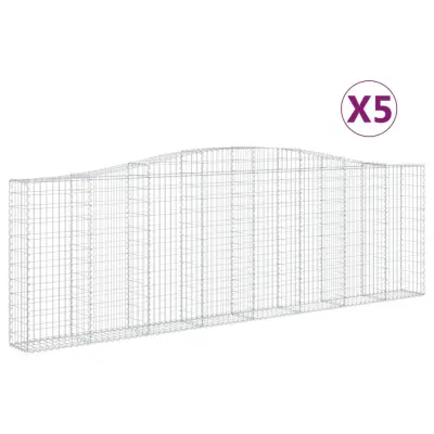vidaXL Obokane gabion košare 5 kosov 400x30x120/140cm pocinkano železo