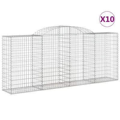 vidaXL Obokana gabionska košara 10 kos 300x50x120/140cm cinkano železo