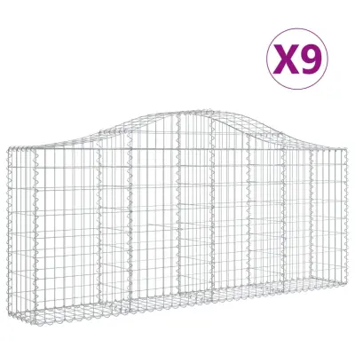 vidaXL Obokane gabion košare 9 kosov 200x30x80/100 cm cinkano železo