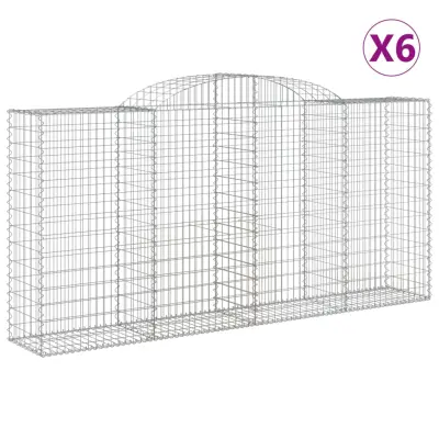 vidaXL Obokane gabion košare 6 kosi 300x50x140/160 cm pocinkano železo